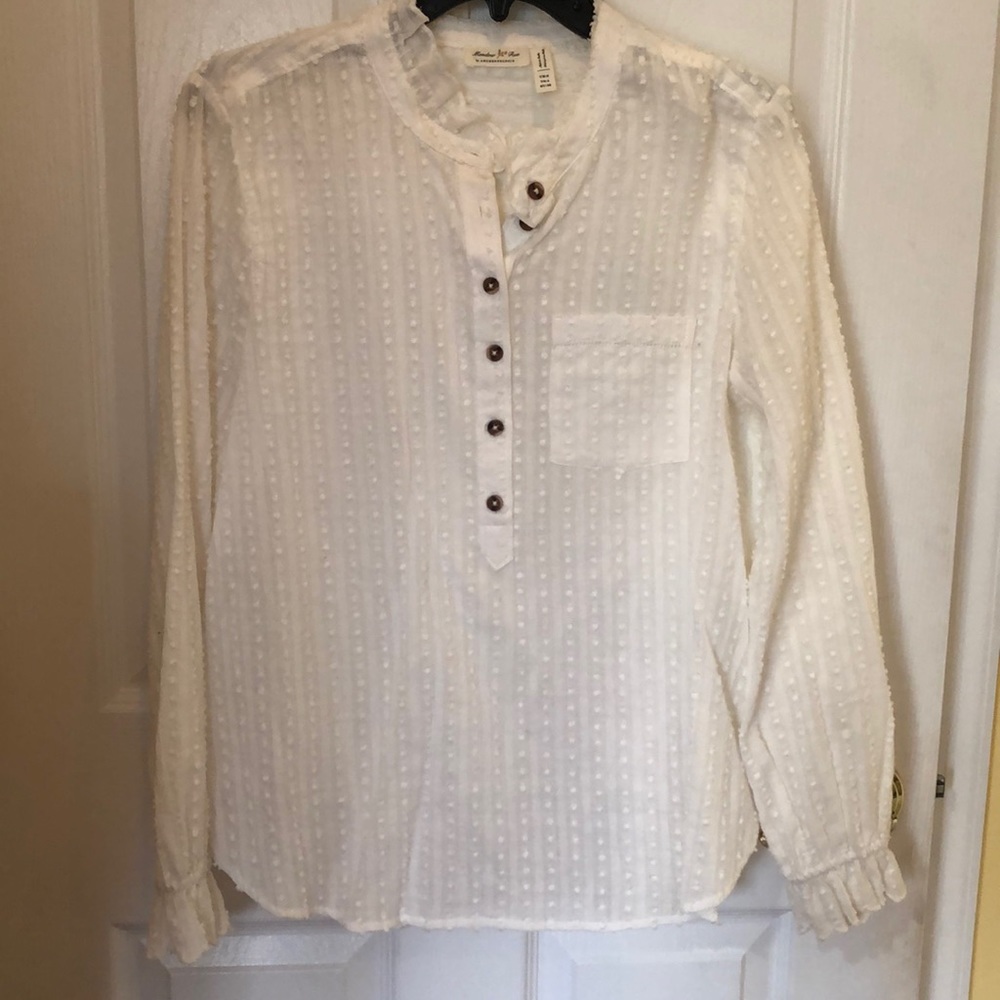 Anthropologie Meadow Rue white textured blouse
